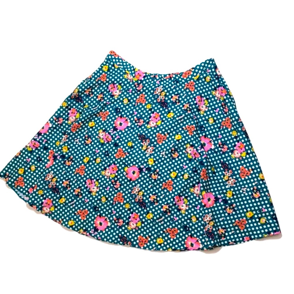 ModCloth Polka Dot Floral Skirt 2X EUC